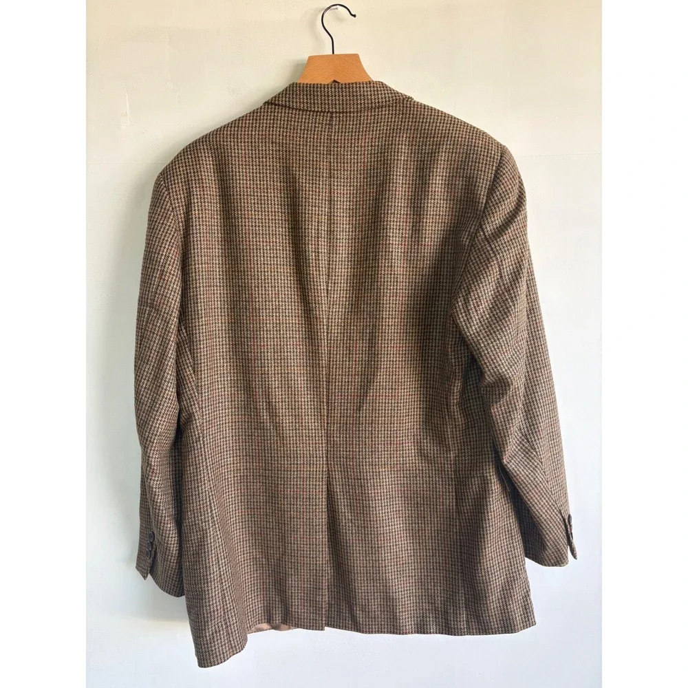 VTG Ralph Lauren Mens 40R Silk Wool Blazer Brown Houndstooth Sport Coat Canada